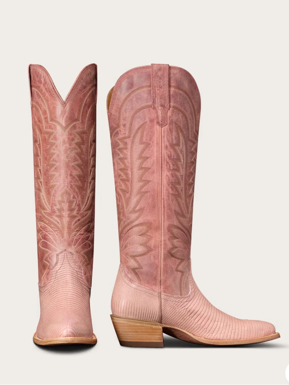Tecovas Women's Pink Frost Lizard Boots